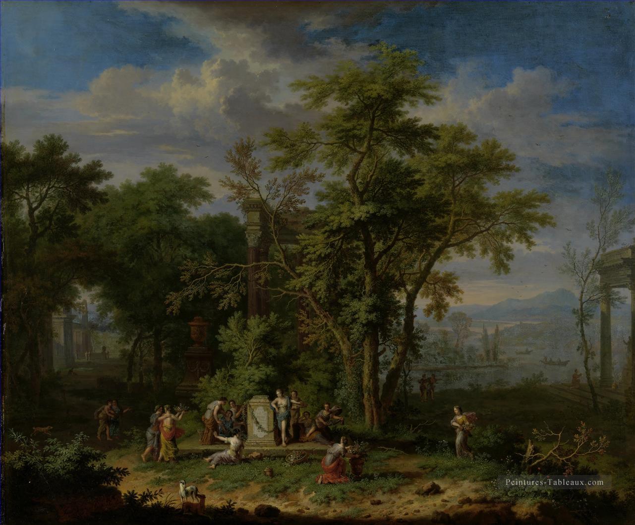 Paysage Arcadian avec un sacrifice cérémoniel Jan van Huysum bois paysage Peintures à l'huile